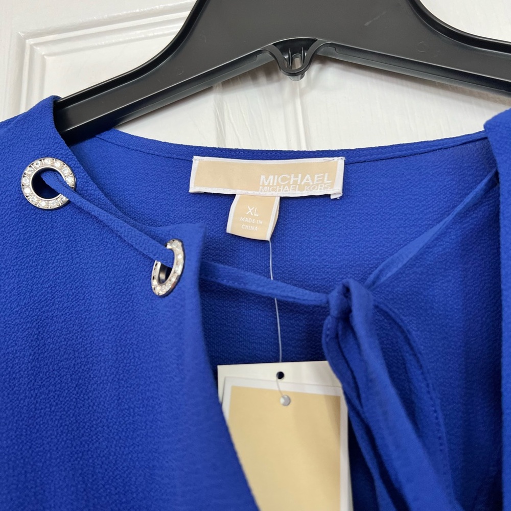 NWT NEW WITH TAGS MICHEAL KORS XL EXTRA LARGE Royal Blue Blouse Never Been Worn